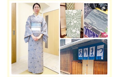 竺仙浴衣に博多帯。有松絞り祭りの様子。