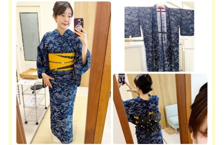 門前仲町の有名着物リユース店「今昔ながしま」さんにてお宝発見！レトロ浴衣。手縫いで生地も上質、着心地も最高。