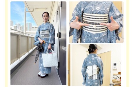 10年経っても色褪せない日本橋の「竺仙」の浴衣に博多の半幅帯を合わせて。風情のある粋な浴衣コーディネート。