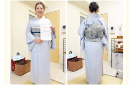 １ヶ月半で着付けを習得した初心者さん。当着付け教室はマンツーマンレッスンなので短期集中で習得可能です！